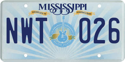 MS license plate NWT026