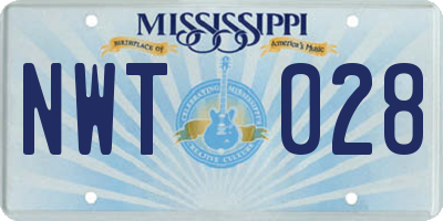MS license plate NWT028