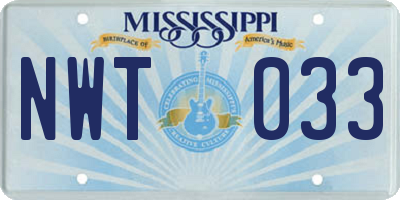 MS license plate NWT033