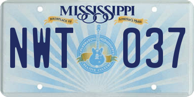 MS license plate NWT037