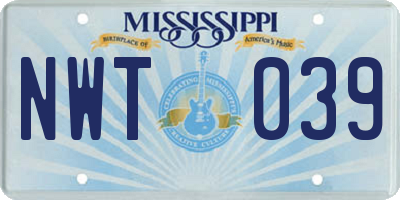 MS license plate NWT039