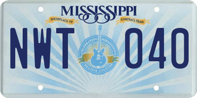 MS license plate NWT040