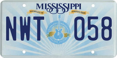 MS license plate NWT058