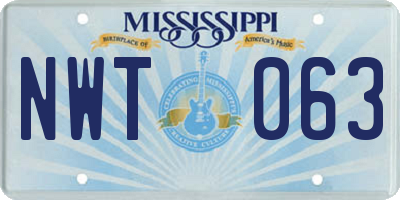 MS license plate NWT063