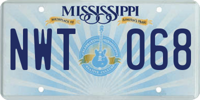 MS license plate NWT068
