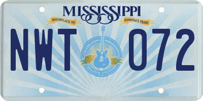 MS license plate NWT072