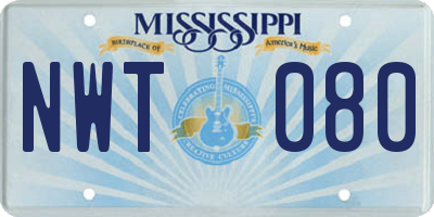 MS license plate NWT080