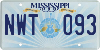 MS license plate NWT093