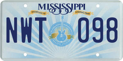 MS license plate NWT098