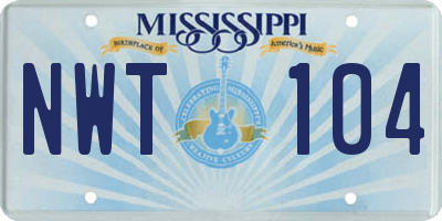 MS license plate NWT104