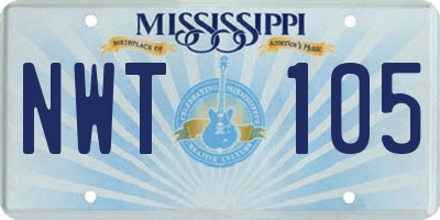MS license plate NWT105