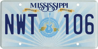 MS license plate NWT106