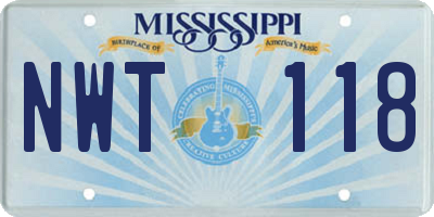 MS license plate NWT118