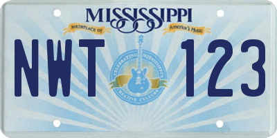 MS license plate NWT123