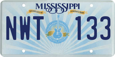 MS license plate NWT133
