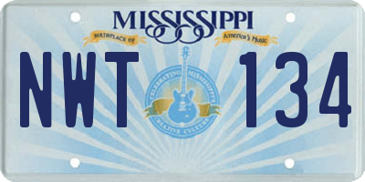 MS license plate NWT134