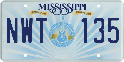 MS license plate NWT135