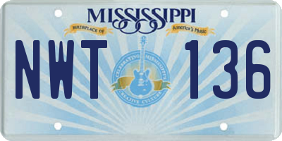 MS license plate NWT136