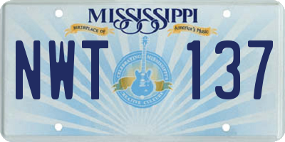MS license plate NWT137
