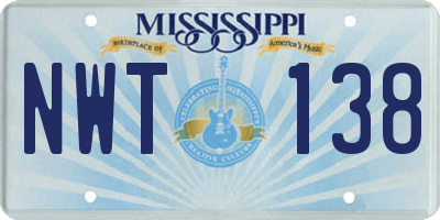 MS license plate NWT138