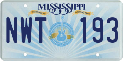 MS license plate NWT193
