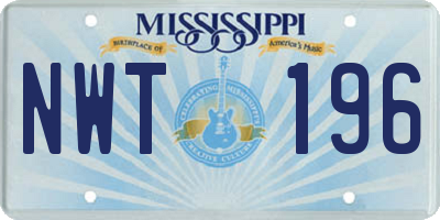 MS license plate NWT196
