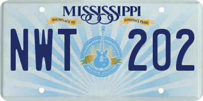 MS license plate NWT202
