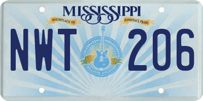 MS license plate NWT206