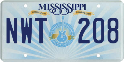 MS license plate NWT208