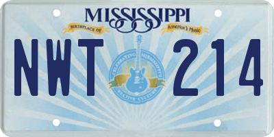 MS license plate NWT214
