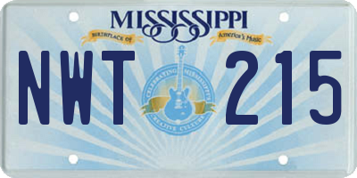 MS license plate NWT215