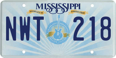 MS license plate NWT218