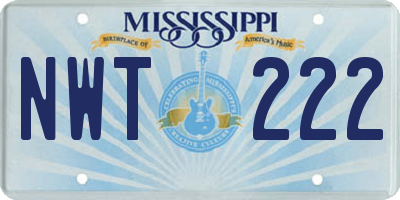 MS license plate NWT222