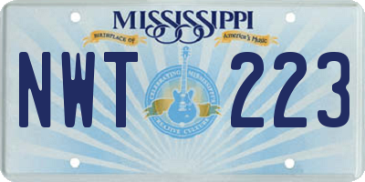 MS license plate NWT223