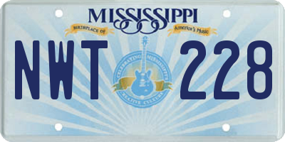 MS license plate NWT228