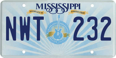 MS license plate NWT232