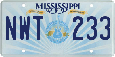 MS license plate NWT233