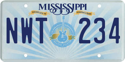 MS license plate NWT234