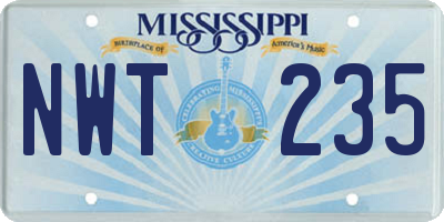 MS license plate NWT235