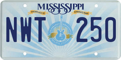MS license plate NWT250