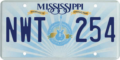 MS license plate NWT254