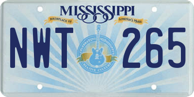 MS license plate NWT265