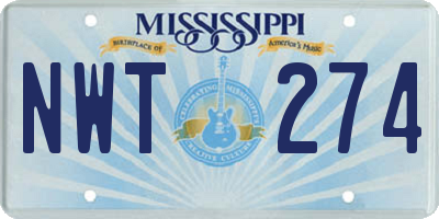 MS license plate NWT274