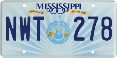 MS license plate NWT278