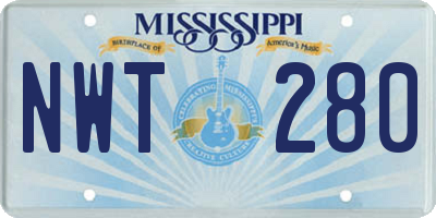 MS license plate NWT280