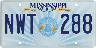 MS license plate NWT288
