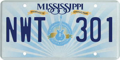 MS license plate NWT301