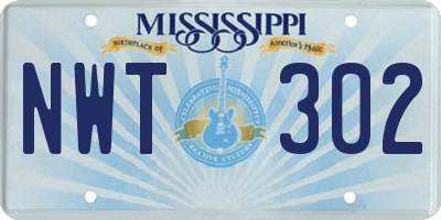 MS license plate NWT302
