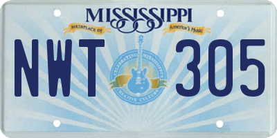 MS license plate NWT305