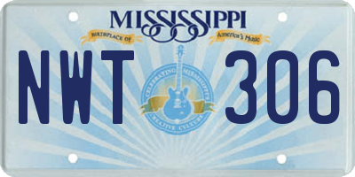 MS license plate NWT306